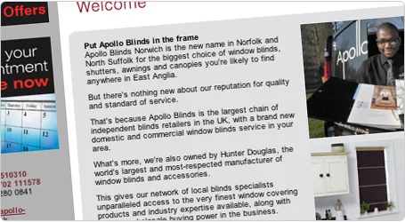 Apollo Blinds microsite screenshot