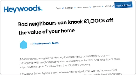 Heywoods article screenshot