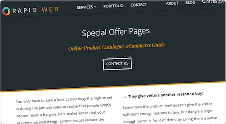 Rapid Web webpage screenshot